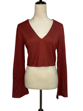 Forever 21: Rust Colored, Long Sleeved Crop Top: Size Medium